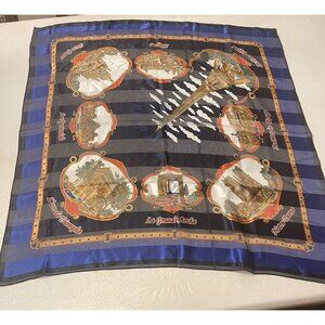Vintage JMS  Paris Souvenir Scarf / Paris Landmarks & Eiffel Tower, Notre Dame.